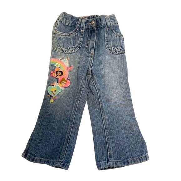 Disney Princess Other - Vintage Y2K Disney Princess Girls Sz 2T Jeans Light Wash Embroidered Flare Leg R